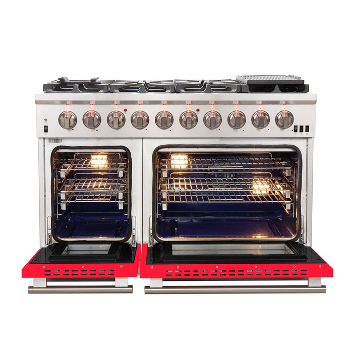 FORNO Capriasca - Titanium Professional 48" Freestanding Colored Door Gas Range FFSGS6260-48WHT FORNO