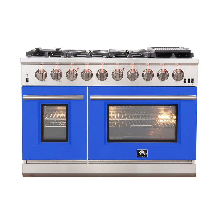 FORNO Capriasca - Titanium Professional 48" Freestanding Colored Door Gas Range FFSGS6260-48WHT FORNO