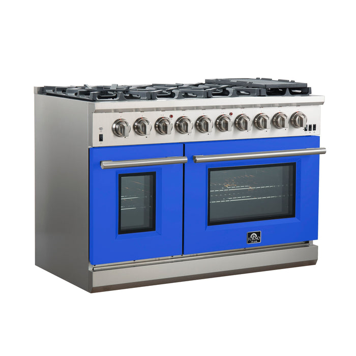 FORNO Capriasca - Titanium Professional 48" Freestanding Colored Door Gas Range FFSGS6260-48WHT FORNO