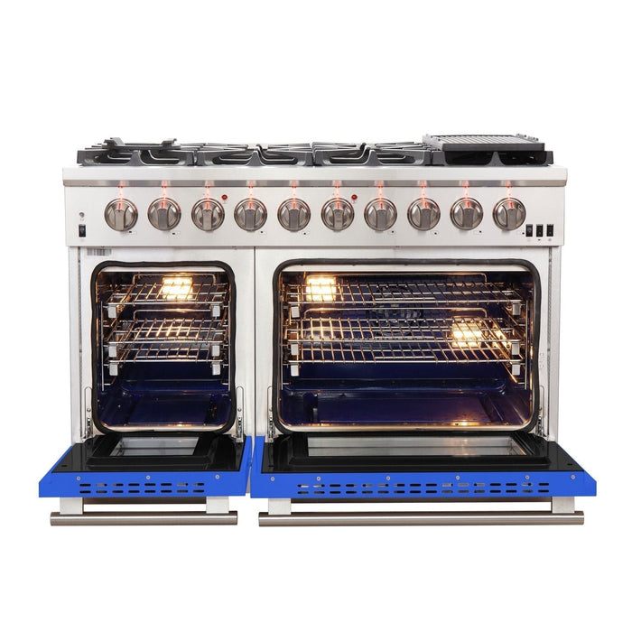 FORNO Capriasca - Titanium Professional 48" Freestanding Colored Door Gas Range FFSGS6260-48WHT FORNO