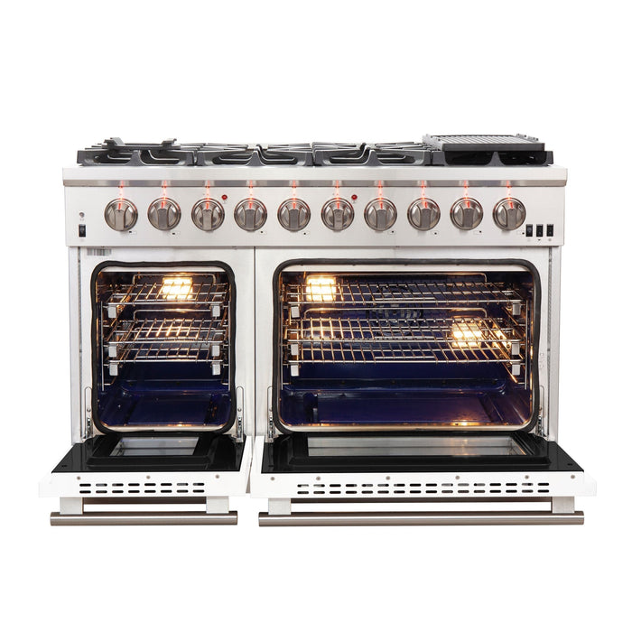 FORNO Capriasca - Titanium Professional 48" Freestanding Colored Door Gas Range FFSGS6260-48WHT FORNO
