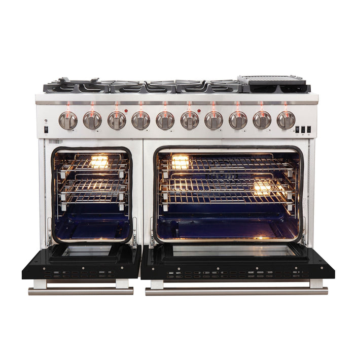 FORNO Capriasca - Titanium Professional 48" Freestanding Colored Door Gas Range FFSGS6260-48WHT FORNO