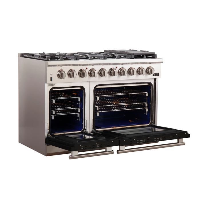 FORNO Capriasca - Titanium Professional 48" Freestanding Colored Door Gas Range FFSGS6260-48WHT FORNO