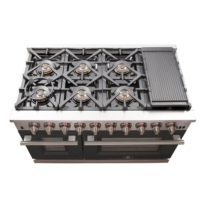 FORNO Capriasca - Titanium Professional 48" Freestanding Colored Door Gas Range FFSGS6260-48WHT FORNO