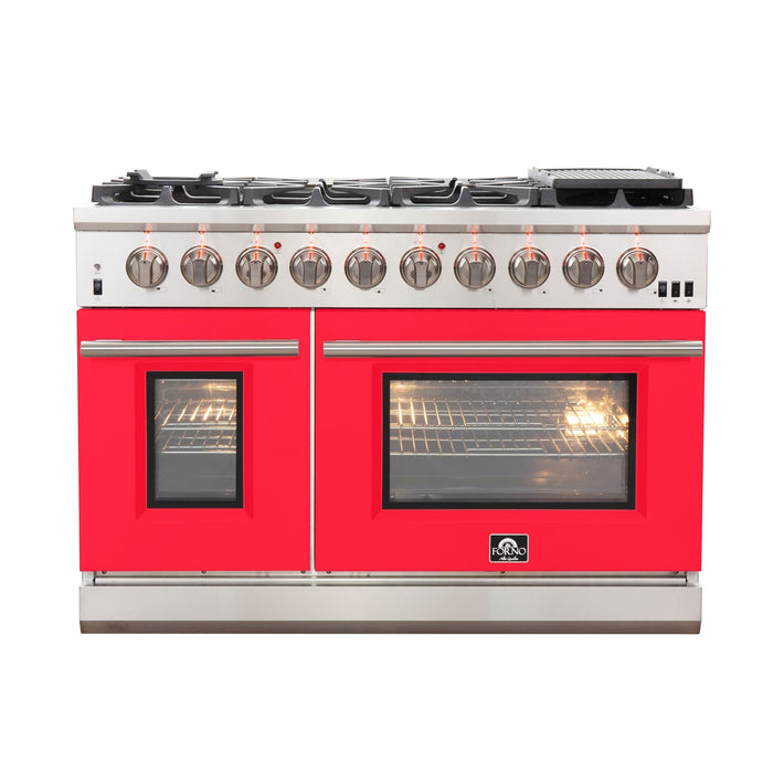 FORNO Capriasca - Titanium Professional 48" Freestanding Colored Door Gas Range FFSGS6260-48WHT FORNO