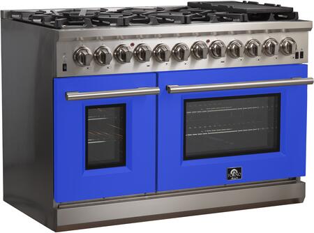 FORNO Fratta - Platinum Professional 48" Freestanding Dual Fuel Electric 240V Colored Door Oven Range FFSGS6187-48 FORNO