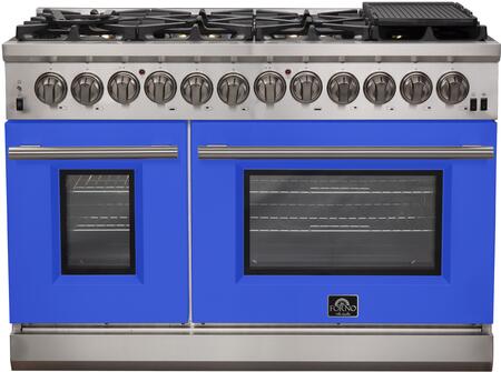 FORNO Fratta - Platinum Professional 48" Freestanding Dual Fuel Electric 240V Colored Door Oven Range FFSGS6187-48 FORNO
