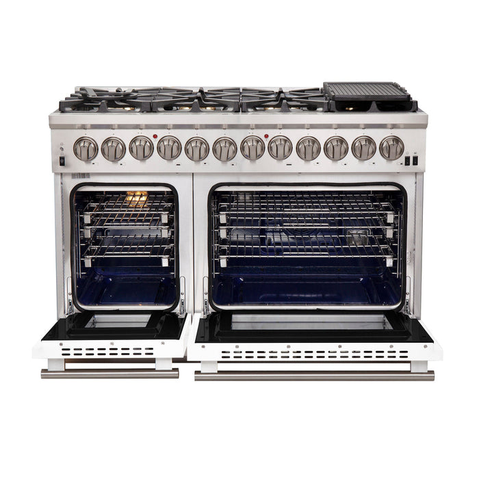 FORNO Fratta - Platinum Professional 48" Freestanding Dual Fuel Electric 240V Colored Door Oven Range FFSGS6187-48 FORNO