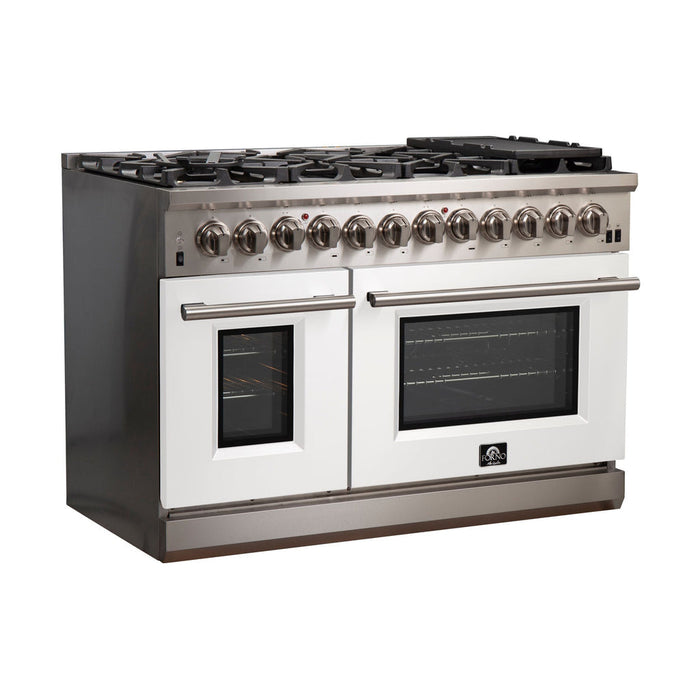 FORNO Fratta - Platinum Professional 48" Freestanding Dual Fuel Electric 240V Colored Door Oven Range FFSGS6187-48 FORNO
