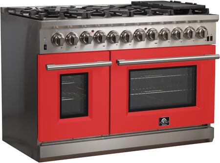 FORNO Fratta - Platinum Professional 48" Freestanding Dual Fuel Electric 240V Colored Door Oven Range FFSGS6187-48 FORNO