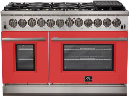 FORNO Fratta - Platinum Professional 48" Freestanding Dual Fuel Electric 240V Colored Door Oven Range FFSGS6187-48 FORNO