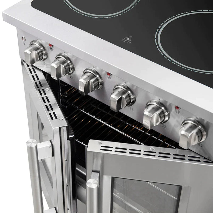 FORNO Galiano 30-Inch French Door Electric Range with Convection Oven in Stainless Steel - FFSEL6917-30 FORNO