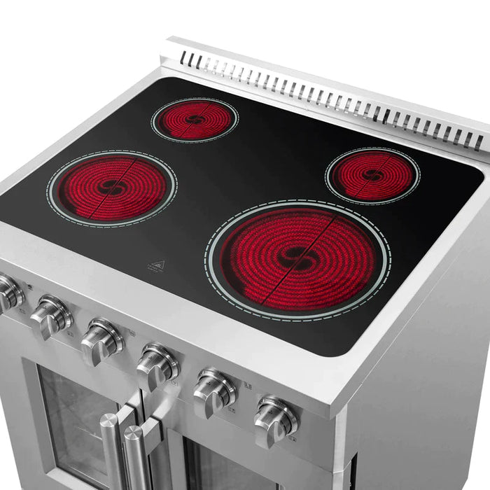 FORNO Galiano 30-Inch French Door Electric Range with Convection Oven in Stainless Steel - FFSEL6917-30 FORNO
