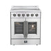 FORNO Galiano 30-Inch French Door Electric Range with Convection Oven in Stainless Steel - FFSEL6917-30 FORNO