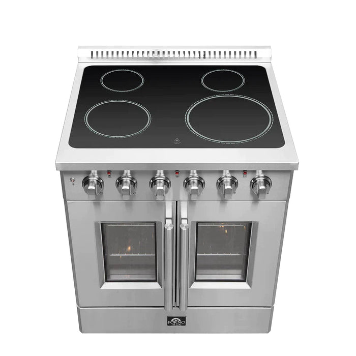 FORNO Galiano 30-Inch French Door Electric Range with Convection Oven in Stainless Steel - FFSEL6917-30 FORNO