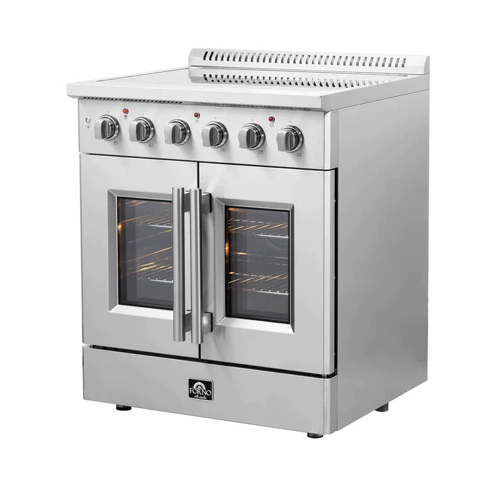 FORNO Galiano 30-Inch French Door Electric Range with Convection Oven in Stainless Steel - FFSEL6917-30 FORNO