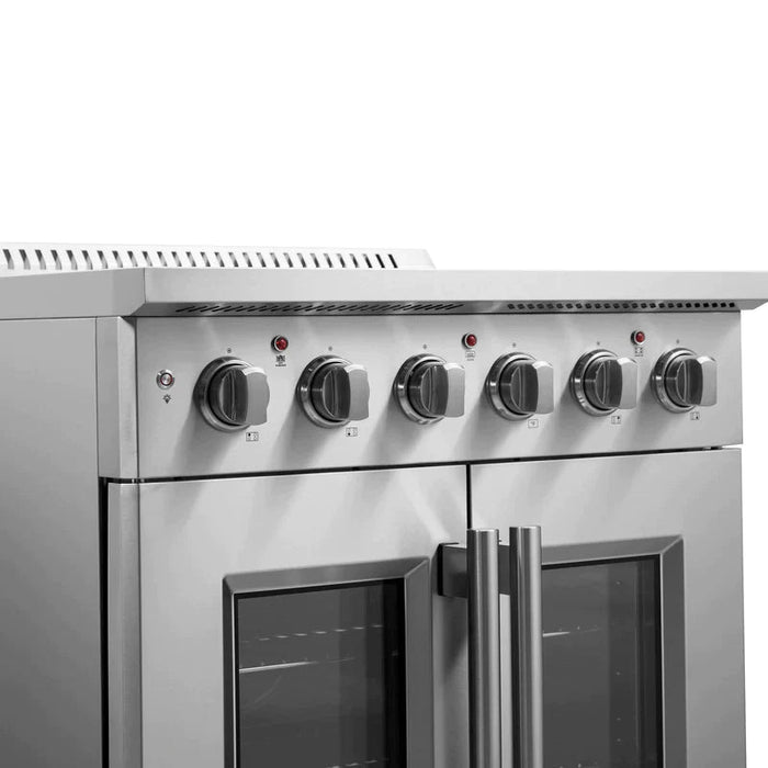 FORNO Galiano 30-Inch French Door Electric Range with Convection Oven in Stainless Steel - FFSEL6917-30 FORNO