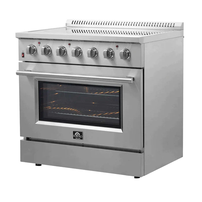 FORNO Galiano 36-Inch Electric Range with Convection Oven in Stainless Steel - FFSEL6083-36 FORNO