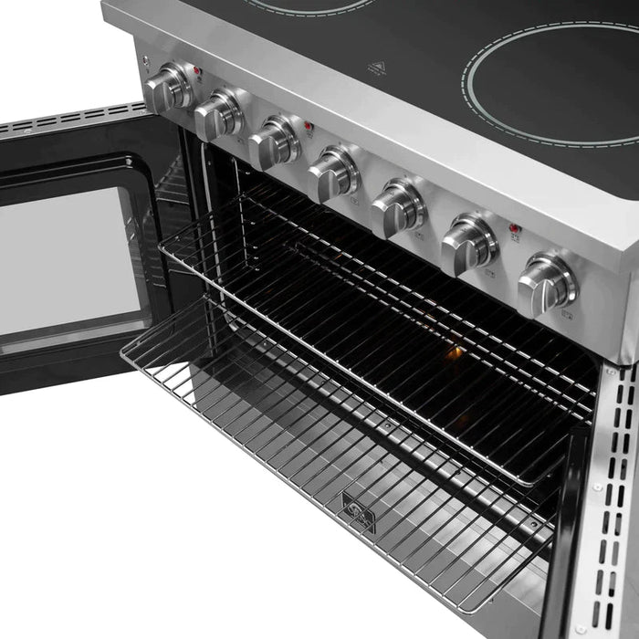 FORNO Galiano 36-Inch French Door Electric Range with Convection Oven in Stainless Steel - FFSEL6917-36 FORNO