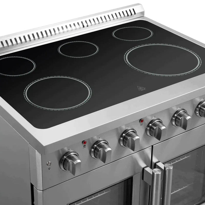 FORNO Galiano 36-Inch French Door Electric Range with Convection Oven in Stainless Steel - FFSEL6917-36 FORNO