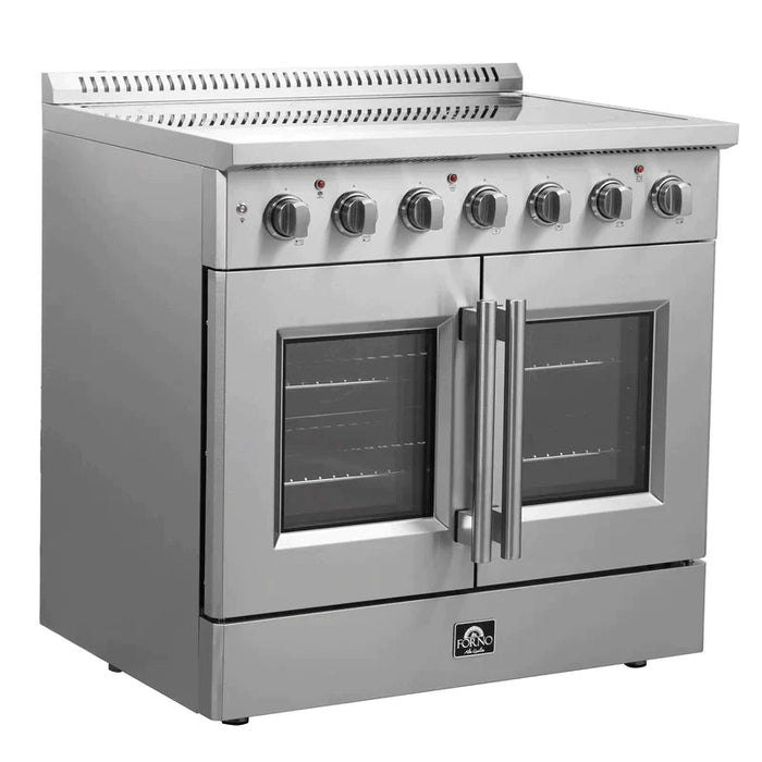 FORNO Galiano 36-Inch French Door Electric Range with Convection Oven in Stainless Steel - FFSEL6917-36 FORNO