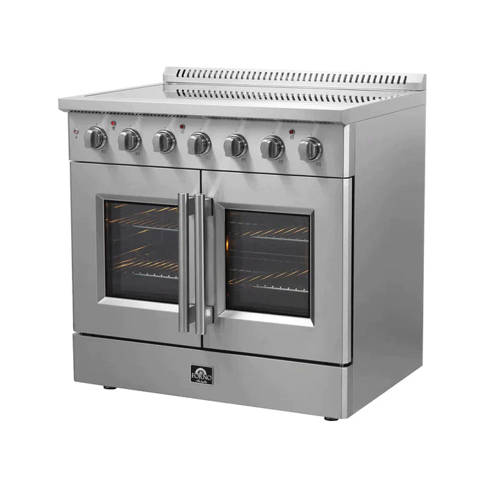 FORNO Galiano 36-Inch French Door Electric Range with Convection Oven in Stainless Steel - FFSEL6917-36 FORNO
