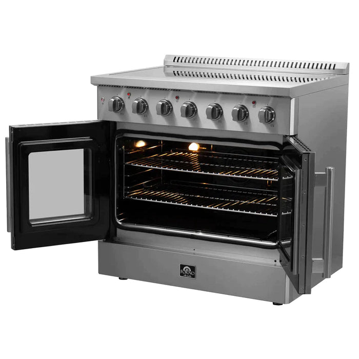 FORNO Galiano 36-Inch French Door Electric Range with Convection Oven in Stainless Steel - FFSEL6917-36 FORNO
