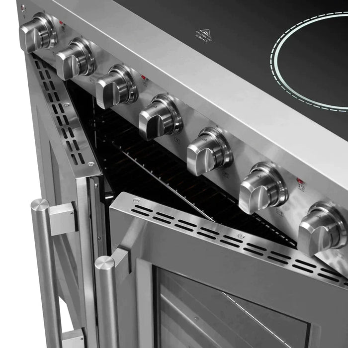 FORNO Galiano 36-Inch French Door Electric Range with Convection Oven in Stainless Steel - FFSEL6917-36 FORNO