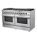 FORNO Maniago 60" Gold Freestanding Dual Fuel Range with 240v Electric Oven - 10 Burners in Stainless Steel - FFSGS6156-60 FORNO