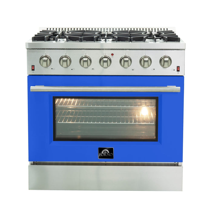 FORNO Vittorio - Gold Professional 36" Freestanding Colored Door Gas Range FFSGS6244-36WHT FORNO
