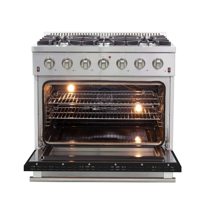 FORNO Vittorio - Gold Professional 36" Freestanding Colored Door Gas Range FFSGS6244-36WHT FORNO