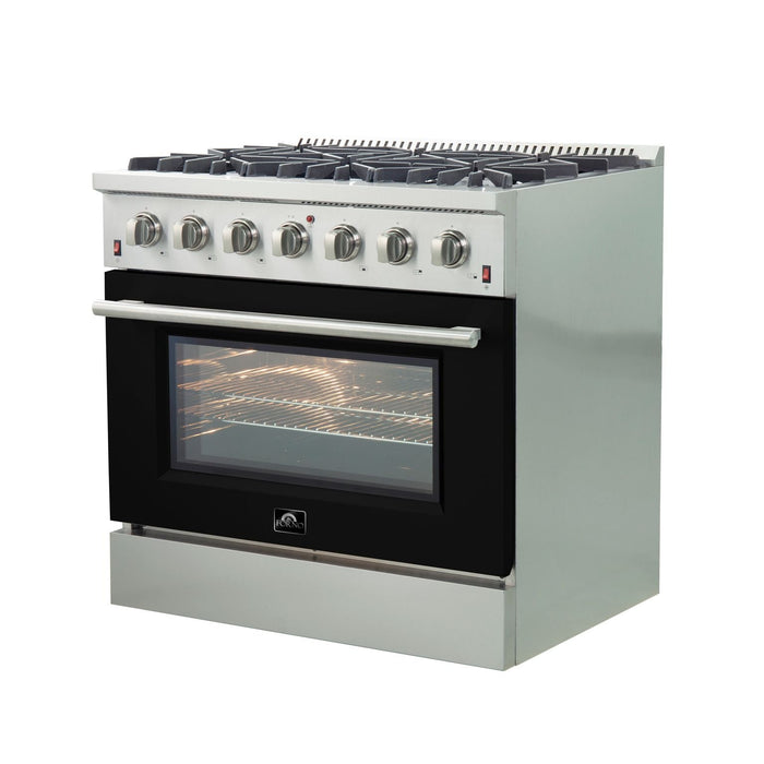 FORNO Vittorio - Gold Professional 36" Freestanding Colored Door Gas Range FFSGS6244-36WHT FORNO