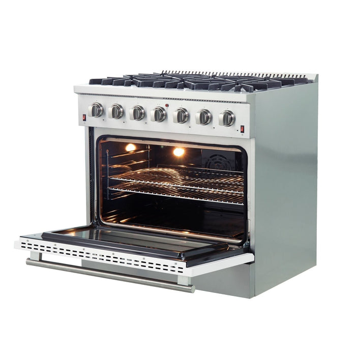 FORNO Vittorio - Gold Professional 36" Freestanding Colored Door Gas Range FFSGS6244-36WHT FORNO