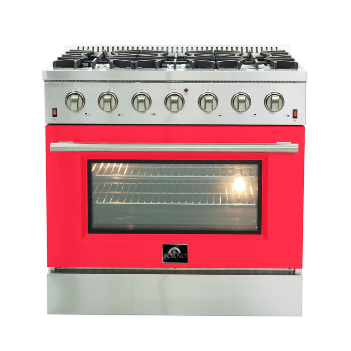 FORNO Vittorio - Gold Professional 36" Freestanding Colored Door Gas Range FFSGS6244-36WHT FORNO