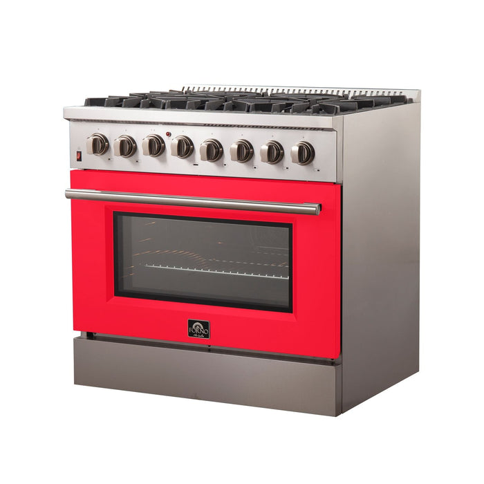 FORNO Galiano - Gold Professional 36" Freestanding Dual Fuel 240V Electric Colored Door Oven Range FFSGS6156-36WHT FORNO