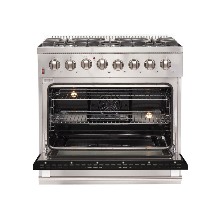 FORNO Galiano - Gold Professional 36" Freestanding Dual Fuel 240V Electric Colored Door Oven Range FFSGS6156-36WHT FORNO