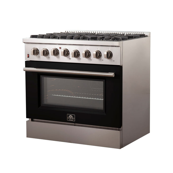 FORNO Galiano - Gold Professional 36" Freestanding Dual Fuel 240V Electric Colored Door Oven Range FFSGS6156-36WHT FORNO