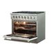 FORNO Galiano - Gold Professional 36" Freestanding Dual Fuel 240V Electric Colored Door Oven Range FFSGS6156-36WHT FORNO