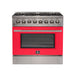 FORNO Galiano - Gold Professional 36" Freestanding Dual Fuel 240V Electric Colored Door Oven Range FFSGS6156-36WHT FORNO