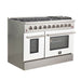 Forno 48" Galiano Freestanding Gas Range with 8 Gas Burners and 240v Electric Double Oven in Stainless Steel with Colored Doors - FFSGS6244-48RED/BLK/BLU/WHT FORNO