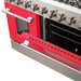 Forno 48" Galiano Freestanding Gas Range with 8 Gas Burners and 240v Electric Double Oven in Stainless Steel with Colored Doors - FFSGS6244-48RED/BLK/BLU/WHT FORNO