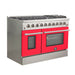 Forno 48" Galiano Freestanding Gas Range with 8 Gas Burners and 240v Electric Double Oven in Stainless Steel with Colored Doors - FFSGS6244-48RED/BLK/BLU/WHT FORNO