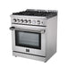 Forno 3-Piece Appliance Package - 30-Inch Gas Range, 56-Inch Pro-Style Refrigerator & Wall Mount Hood with Backsplash in Stainless Steel FORNO