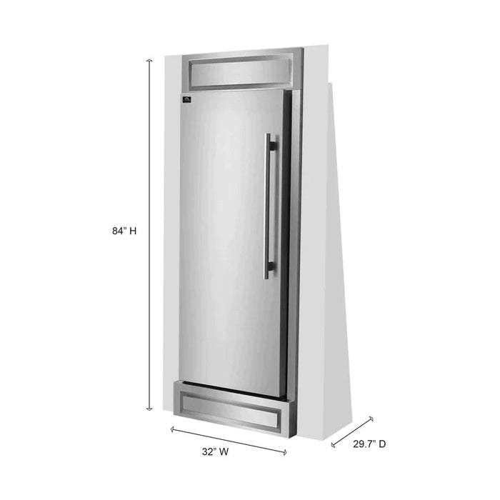 FORNO Maderno 32-Inch 13.6 cu.ft. Left Swing Convertible Refrigerator/Freezer Built-In with Decorative Grill Trim - FFFFD1722-32LS FORNO
