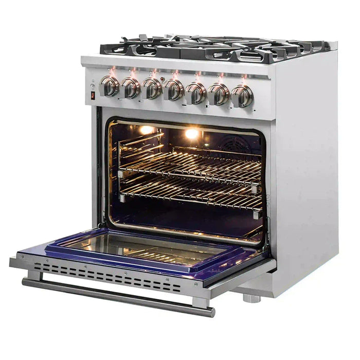 FORNO Massimo 30-Inch Freestanding Dual Fuel Range in Stainless Steel - FFSGS6125-30 FORNO