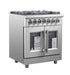 FORNO Massimo 30-Inch Freestanding French Door Dual Fuel Range in Stainless Steel - FFSGS6325-30 FORNO