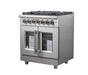 FORNO Massimo 30-Inch Freestanding French Door Dual Fuel Range in Stainless Steel - FFSGS6325-30 FORNO