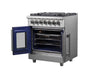 FORNO Massimo 30-Inch Freestanding French Door Dual Fuel Range in Stainless Steel - FFSGS6325-30 FORNO