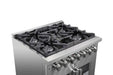 FORNO Massimo 30-Inch Freestanding French Door Dual Fuel Range in Stainless Steel - FFSGS6325-30 FORNO