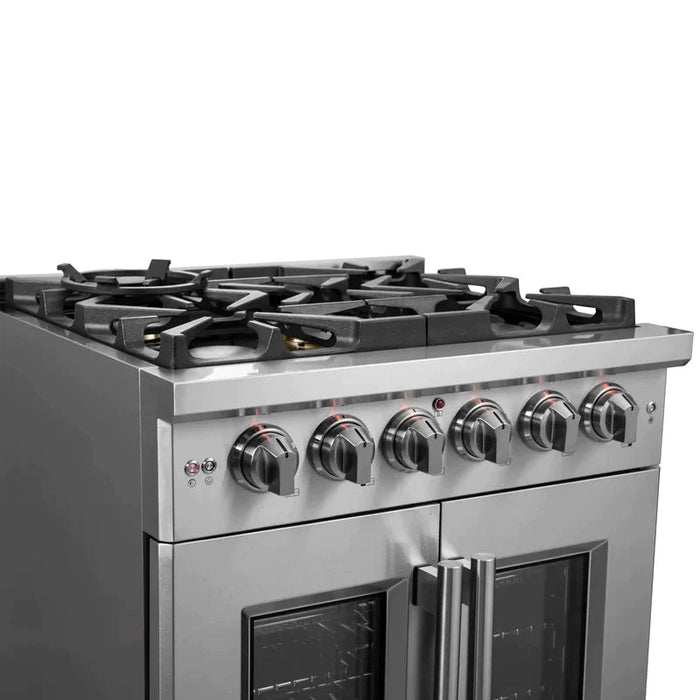 FORNO Massimo 30-Inch Freestanding French Door Gas Range in Stainless Steel - FFSGS6439-30 FORNO